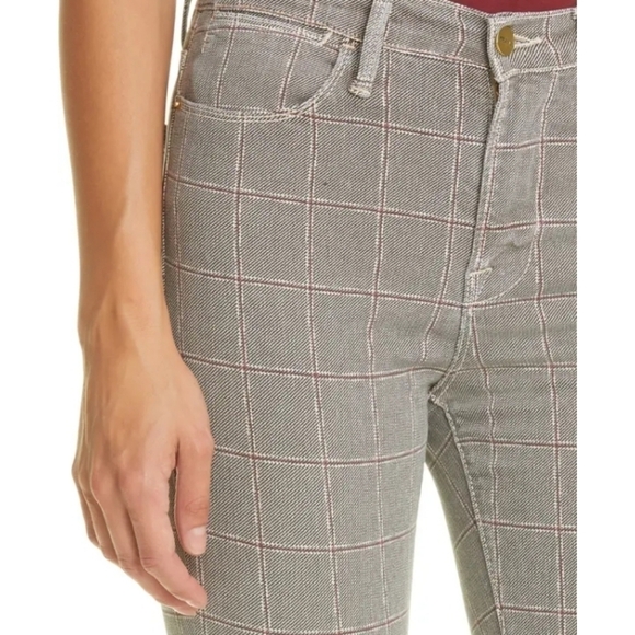 Frame Le High Skinny Crop Plaid Jeans Size 32 - Picture 2 of 13